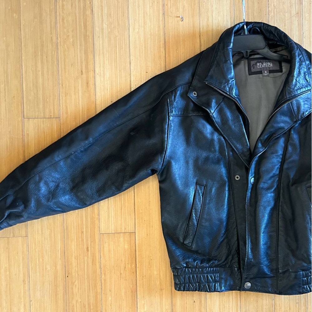 Wilsons Leather Black Leather Bomber Jacket